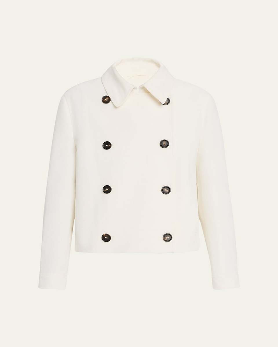 Cotton Calvary Twill Double-Breasted Pea Jacket